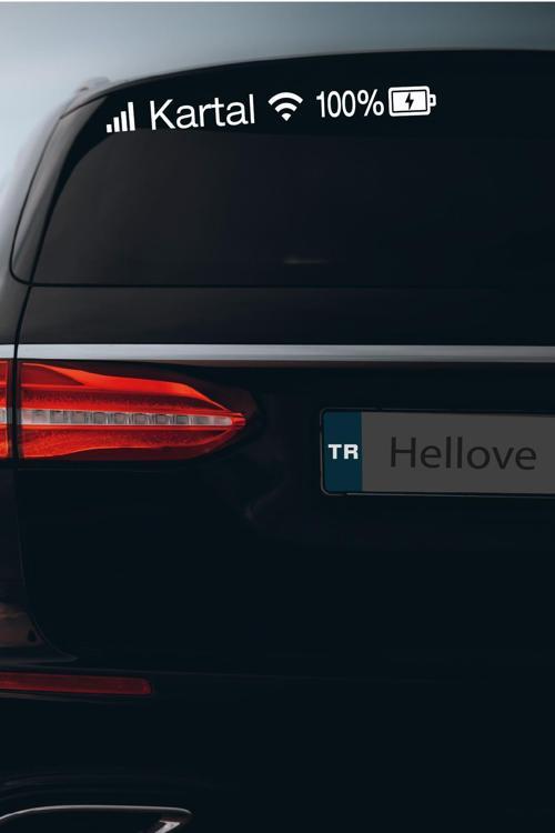 Tofaş Kartal Sticker Telefon Şarj Wifi Batarya Şebeke Cam Oto Sticker 40x4cm Beyaz Uyumlu