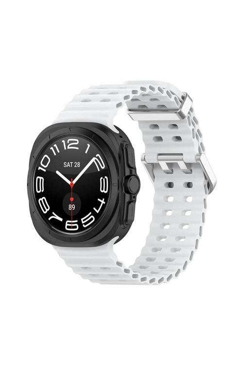 Galaxy Watch Ultra 47Mm Zore Krd-118 Tırtıklı Tasarım Silikon Kordon-Beyaz