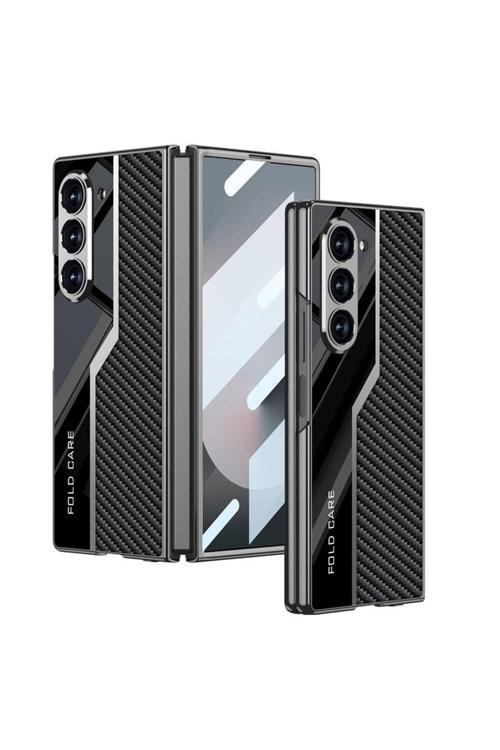 Galaxy Z Fold 6 Kılıf Ultra İnce Kamera Korumalı Pc + Karbon Fiber Tasarımlı Arka Yüzey Zore Kıpta P