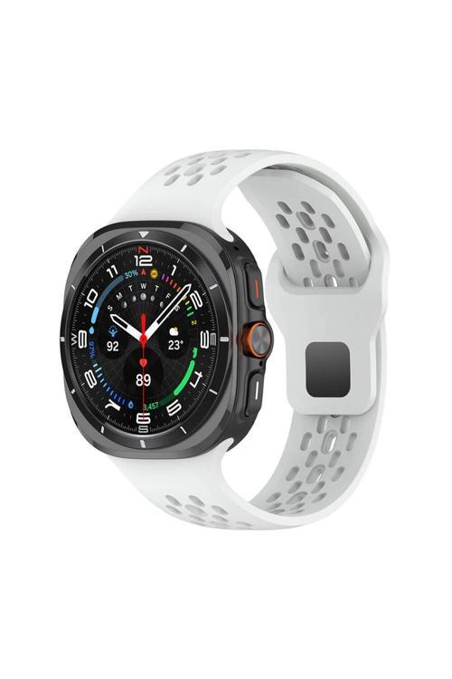 Galaxy Watch Ultra 47Mm Zore Krd-119 Delikli Tasarım Silikon Kordon-Beyaz