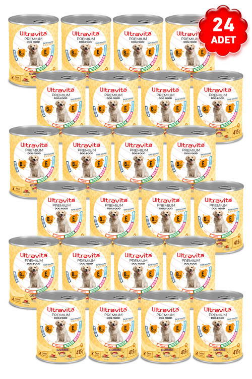 Premium Yüksek Proteinli Gurme Etli Konserve Yaş Köpek Maması 415Grx24 Adet
