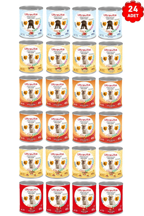 Premium Yüksek Proteinli Karışık Konserve Yaş Köpek Maması 415Grx24 Adet