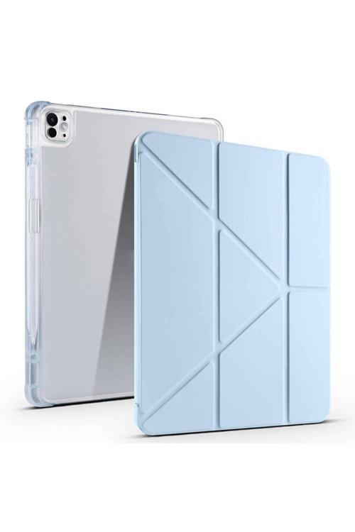 İpad Air 13 2025 M3 Kılıf Zore Tri Folding Kalem Bölmeli Standlı Kılıf - Mavi