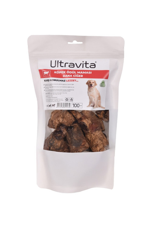Yüksek Proteinli Kurutulmuş Küp Dana Ciğer Köpek Ödül Maması 100 Gr