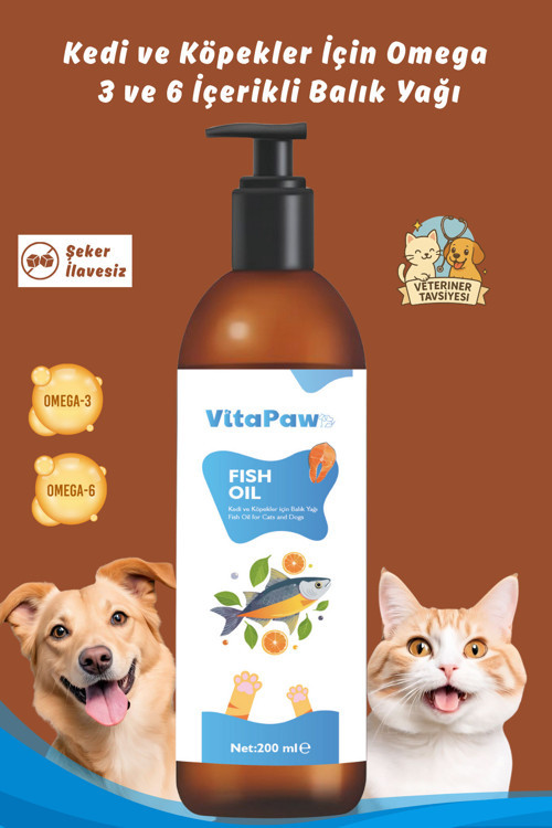 Kedi Ve Köpekler İçin Omega 3 Ve 6 İçerikli Balık Yağı – Tüy Ve Genel Sağlık Destekleyici