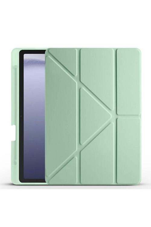 Galaxy Tab A9 Kılıf Uyumlu Zore Tri Folding Kalem Bölmeli Standlı Kılıf-Açık Yeşil