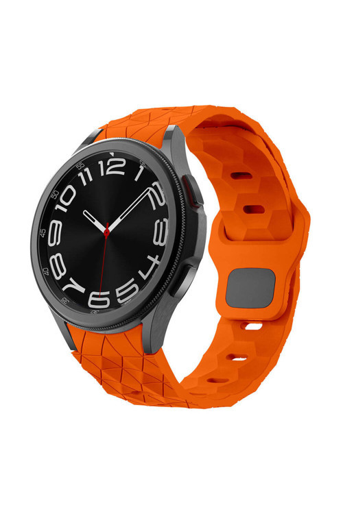 Galaxy Watch 5 40Mm Zore Krd-116 20Mm Futbol Desenli Spor Tasarımlı Silikon Kordon-Turuncu