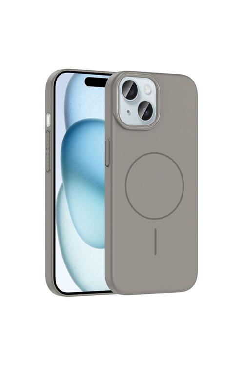 İphone 15 Kılıf Magsafe Şarj Özellikli Zore Ruby Silikon Kapak - Gri
