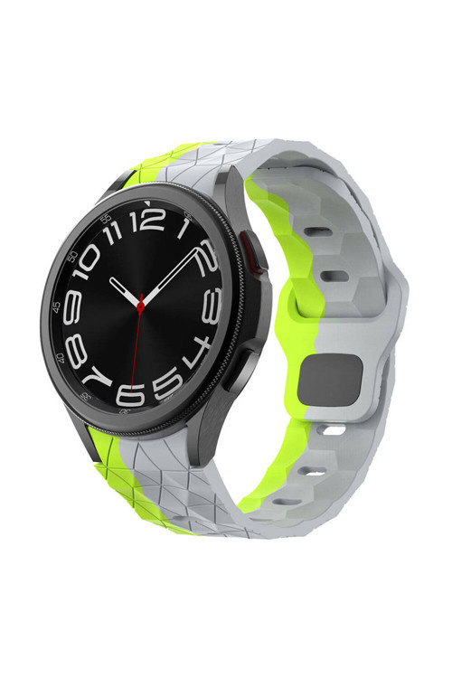 Galaxy Watch 5 40Mm Zore Krd-116 20Mm Futbol Desenli Spor Tasarımlı Silikon Kordon-Gri-Yeşil