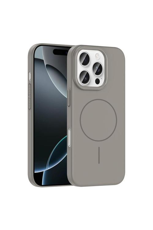 İphone 16 Pro Kılıf Magsafe Şarj Özellikli Zore Ruby Silikon Kapak - Gri