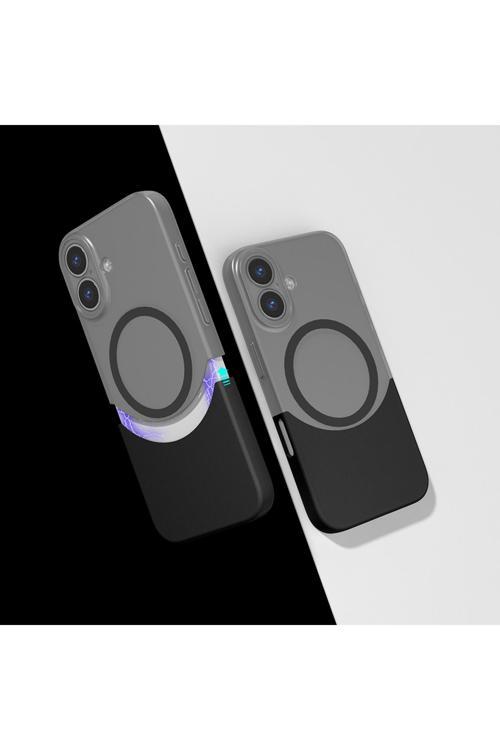 İphone 16 Plus Kılıf M-Safe Şarj Özellikli Mıknatıslı Kth Duble Kapak - Siyah