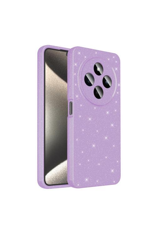 Redmi 14C 4G Kılıf Kamera Korumalı Simli Lüks Tuva Koton Kapak - Lila