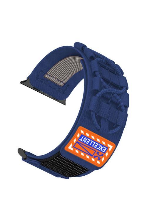 Apple Watch 42Mm Zore Krd-112 Orbital Örgülü Halat Tasarımlı Naylon Kumaş Hasır Kordon-Mavi