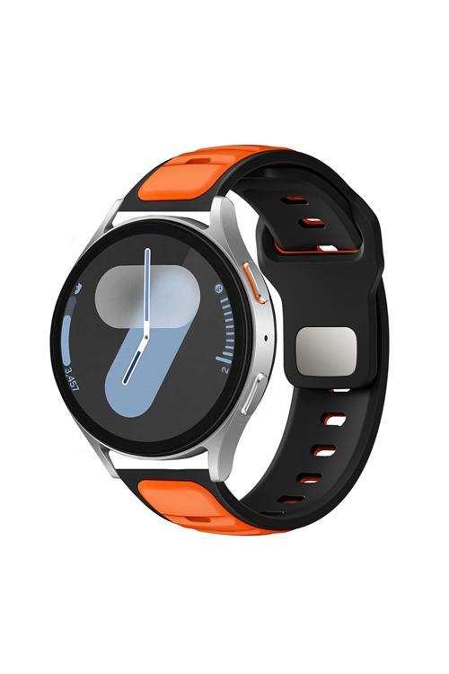 Huawei Honor Magic 2 46Mm Zore Krd-135 22Mm Silikon Kordon Strap Kayış - Siyah-Turuncu