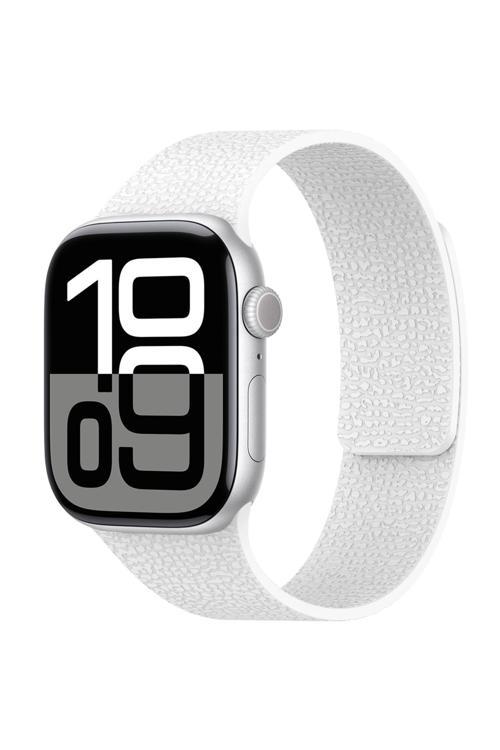 Watch 38Mm Tuva Krd-136 Kabartma Desenli Silikon Kordon - Beyaz