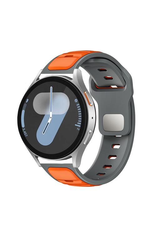 Huawei Gt2 46Mm Zore Krd-135 22Mm Silikon Kordon Strap Kayış - Gri-Turuncu