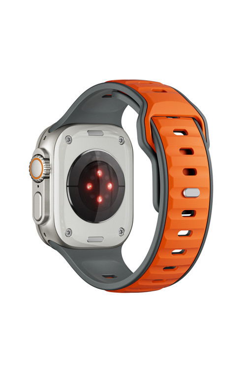 Watch Ultra 49Mm Zore Krd-135 Silikon Kordon Strap Kayış - Gri-Turuncu