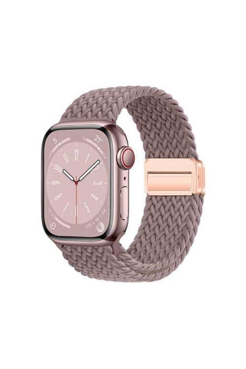Watch 7 45Mm Zore Krd-134 Örgü Tasarımlı Hasır Kordon Strap Kayış - Mor
