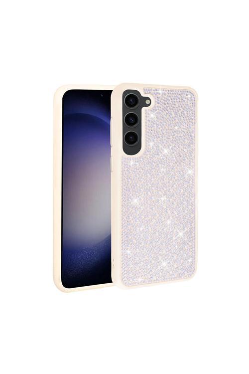 Galaxy S23 Plus Uyumlu Parlak Taşlı Tasarım Zore Ston Kılıf-Beyaz