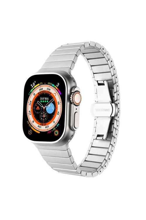 Watch 40Mm Kordon Uyumlu Krd-79 Metal Strap Kayış Pat Gri