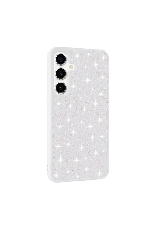 Galaxy S24 Plus Uyumlu Parlak Taşlı Tasarım Pırlanta Zore Kılıf-Beyaz