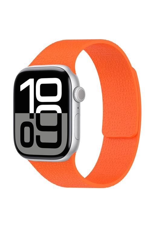 Watch 10 46Mm Kth Krd-136 Kabartma Desenli Silikon Kordon - Turuncu