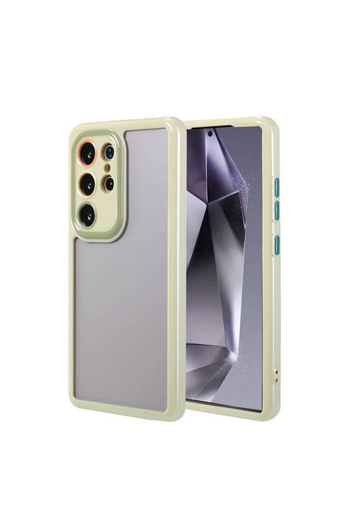 Galaxy S24 Ultra Kılıf Kamera Korumalı Renkli Kenar Ve Çerçeve Tasarımlı Zore Vitamin Kapak-Yeşil