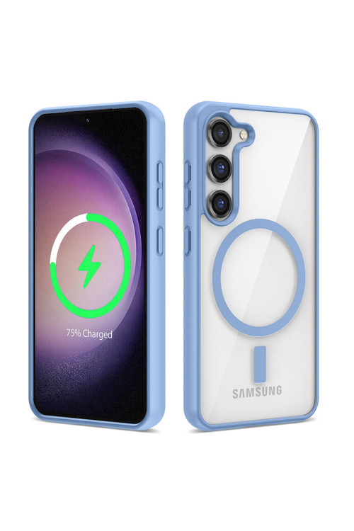 Galaxy S23 Uyumlu Magsafe Wireless Şarj Özellikli Silikon Zore Ege Kılıf-Mavi