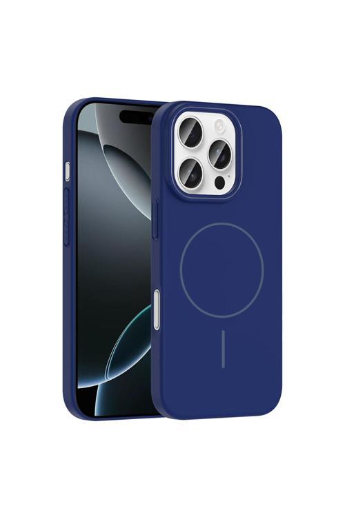 İphone 16 Pro Kılıf Magsafe Şarj Özellikli Zore Ruby Silikon Kapak - Lacivert