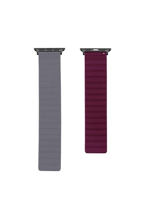 Watch 38Mm Uyumlu Krd-52 Zore Kordon-Gri-Kırmızı