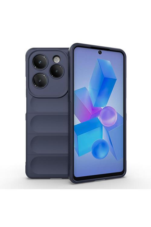 İnfinix Hot 40 Pro Kılıf Esnek Tpu Oyuklu Arka Yüzey Tasarımlı Kth Etnik Silikon Kapak - Lacivert