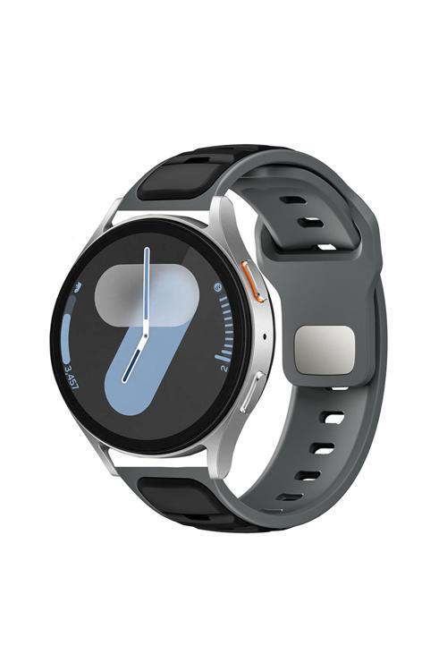 Amazfit Pace Zore Krd-135 22Mm Silikon Kordon Strap Kayış - Gri-Siyah