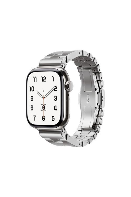 Apple Watch 7 45Mm Krd-125 Metal Kordon Strap Kayış-Gümüş