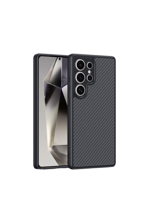 Galaxy S25 Ultra Uyumlu Kılıf Magsafe Şarj Özellikli Karbon Fiber Tasarımlı Zore Elnino Kapak-Siyah