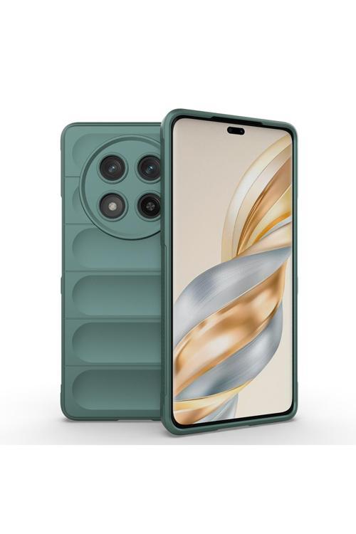 Honor Magic 7 Lite Kılıf Esnek Tpu Oyuklu Arka Yüzey Tasarımlı Kth Etnik Silikon Kapak - Koyu Yeşi