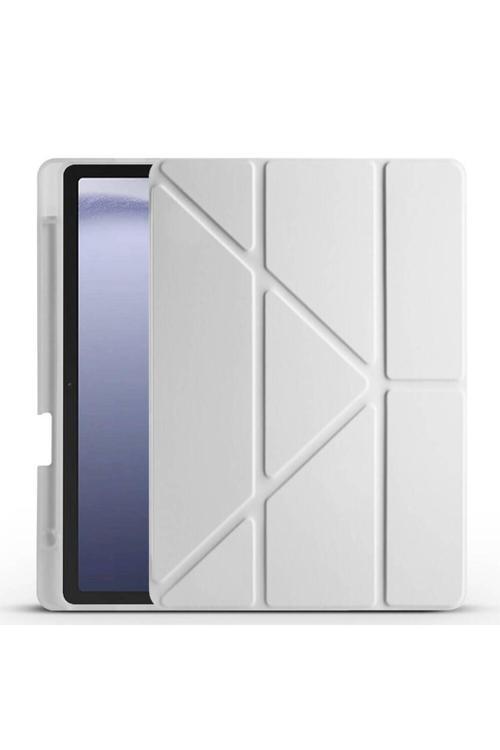Galaxy Tab A9 Kılıf Uyumlu Zore Tri Folding Kalem Bölmeli Standlı Kılıf-Gri