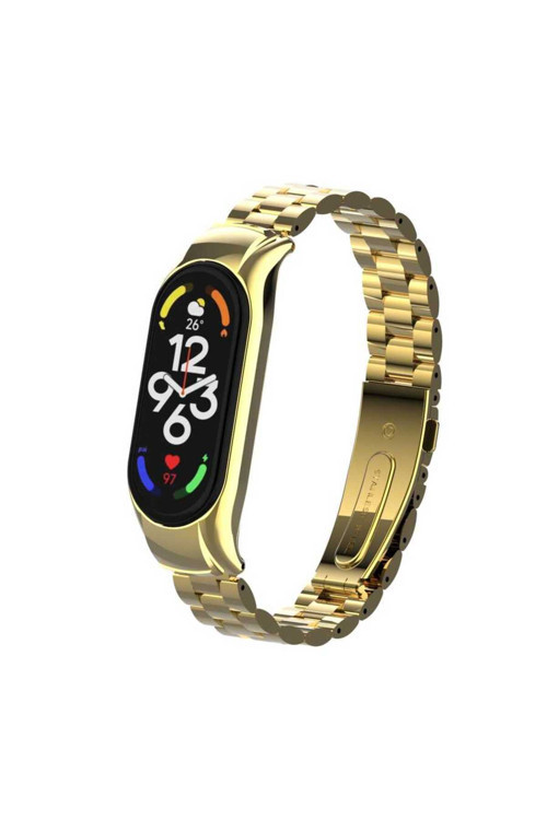 Xiaomi Mi Band 7 Uyumlu Krd-04 Metal Zore Kordon Gold