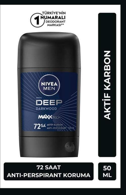 Men Erkek Stick Deodorant Deep Dimension Aktif Karbon 50ml, 72 Saat Anti-perspirant Koruma