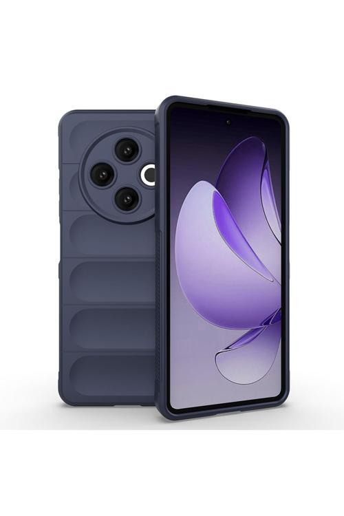 Tecno Spark 30 4G Kılıf Esnek Tpu Oyuklu Arka Yüzey Tasarımlı Kth Etnik Silikon Kapak - Lacivert