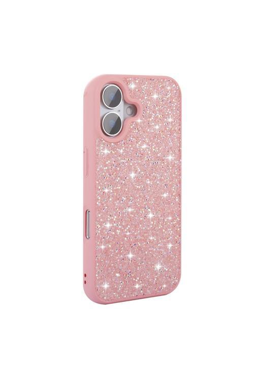 İphone 16 Plus Kılıf Parlak Taşlı Tasarım Zore Pırlanta Kapak - Pembe