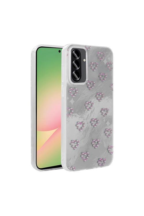 Galaxy A56 Kılıf Kamera Korumalı Figürlü Zore Ponti Silikon Kapak - Beyaz