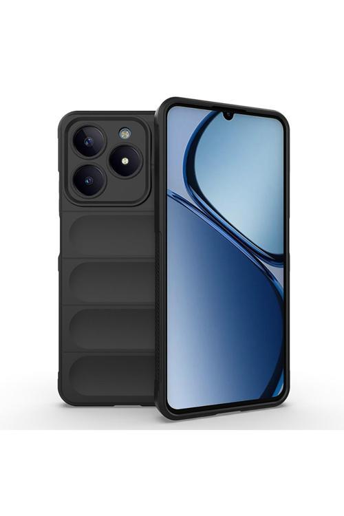 Realme C61 Kılıf Esnek Tpu Oyuklu Arka Yüzey Tasarımlı Tuva Etnik Silikon Kapak - Siyah