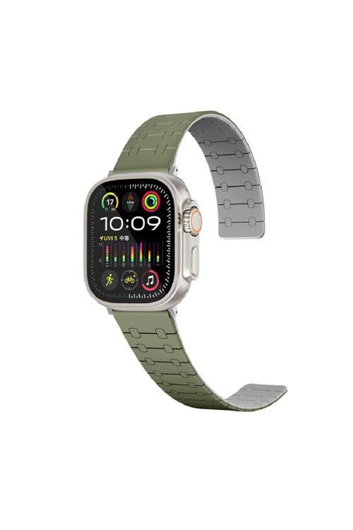 Apple Watch 40Mm Zore Krd-111 Çizgili Desenli Silikon Kordon-Yeşil