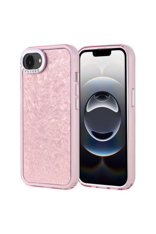 İphone 16E Kılıf Taşlı Tasarımlı Bbs Kapi Kapak - Pembe