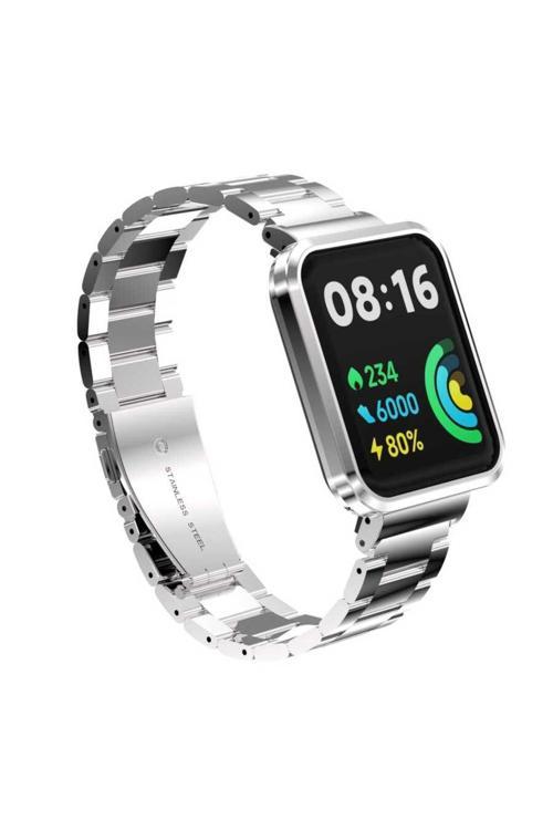Xiaomi Redmi Watch 2 Lite Uyumlu Krd-60 Metal Zore Kordon-Gümüş