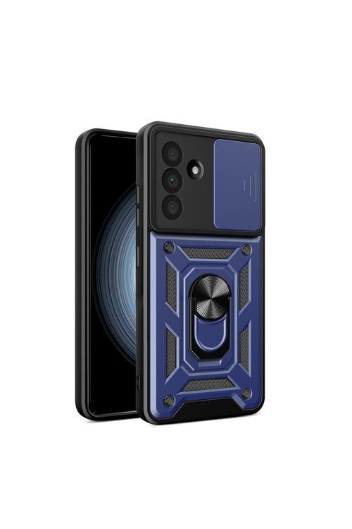 Galaxy A36 Kılıf Magnetik Standlı Kamera Korumalı Zore Sürgülü Vega Kapak - Mavi
