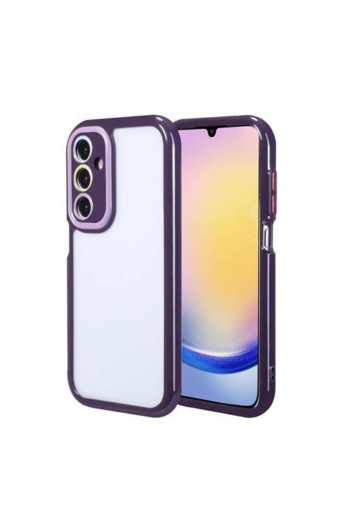 Galaxy A25 Kılıf Kamera Korumalı Renkli Kenar Ve Çerçeve Tasarımlı Zore Vitamin Kapak-Derin Mor