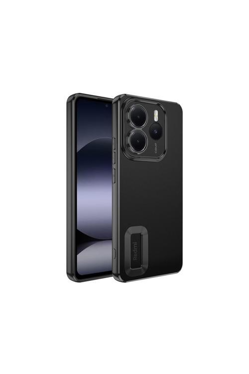 Redmi Note 14 5G Kılıf Kamera Korumalı Logo Gösteren Zyl Omega Kapak - Siyah