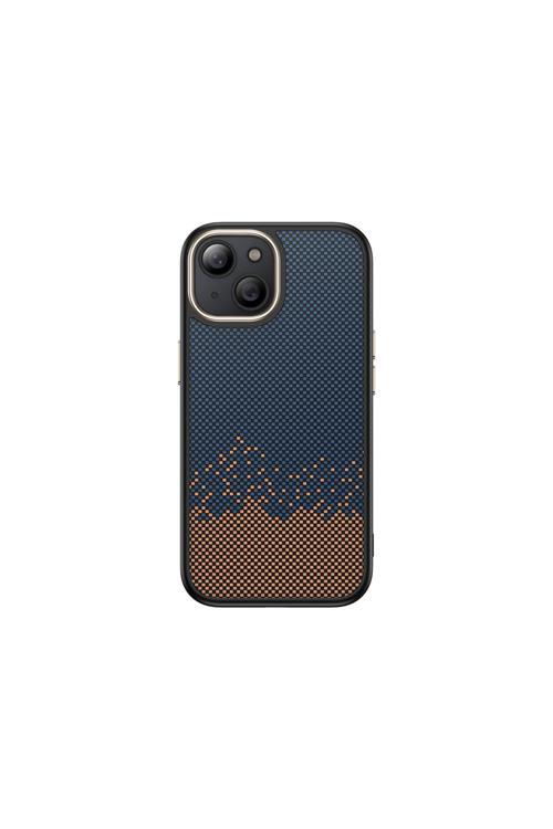 İphone 15 Plus Kılıf M-Safe Şarj Özellikli Karbon Fiber Görünümlü Kth Antina Kapak - Mavi
