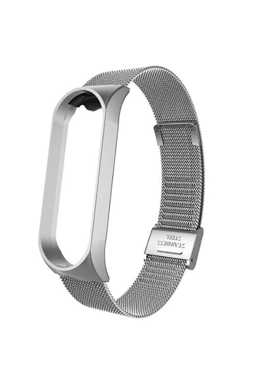 Xiaomi Mi Band 4 Uyumlu Krd-06 Metal Zore Kordon-Gümüş